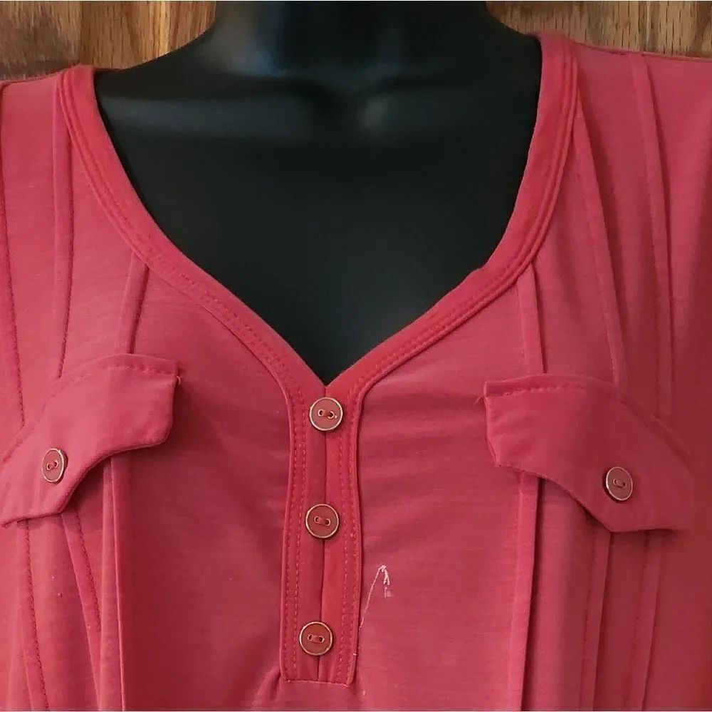 Red Button-Up Dress - Picture 3 of 4